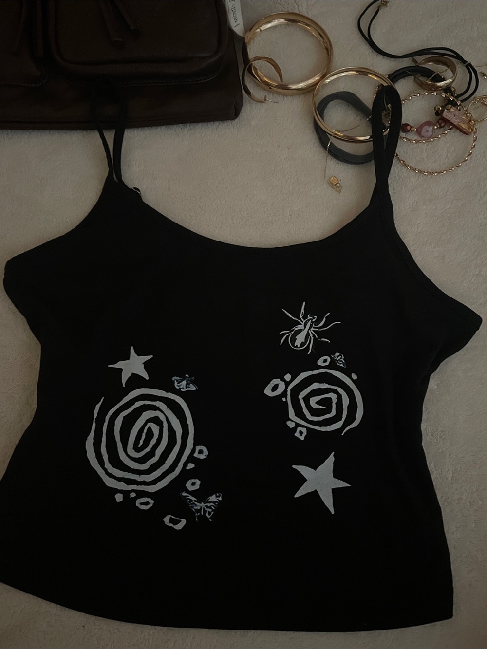 SHEIN Black Spiral Star Graphic Cami